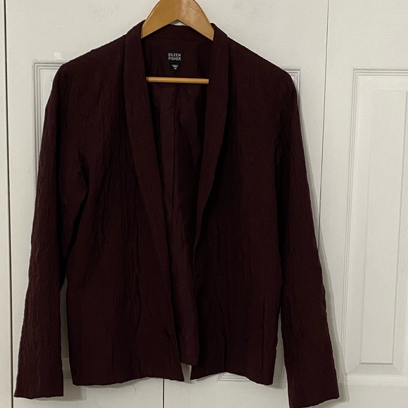 EILEEN FISHER | 100% Silk Crinkled Open Jacket Blazer M - Picture 2 of 9